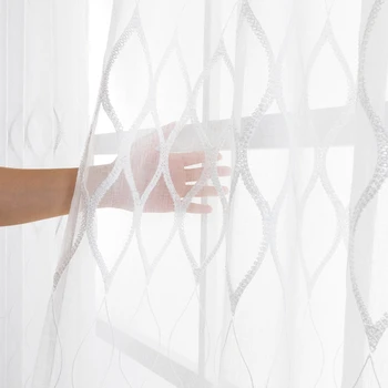 CDIY Evropski Stil Draperije Dnevna Soba Luksuzne Bele Zavese z Vezenje za Spalnico Okno Zdravljenje Odklon Til Zavese