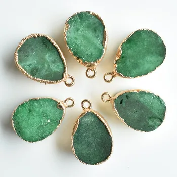 Debelo 6pcs/veliko moda naravnih kristalno zeleno vodo spustite obliko obeski za DIY ogrlica nakit, izdelavo prosta,
