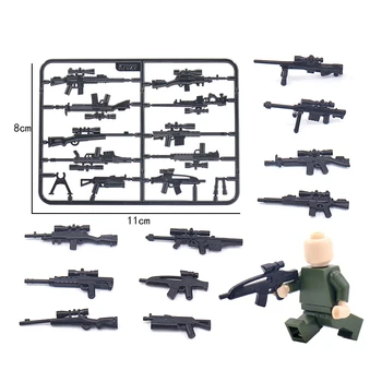 Vojaške DIY Deli Orožja MOC Vojak Playmobil Model Gradnik Opeke Otrok Igrača